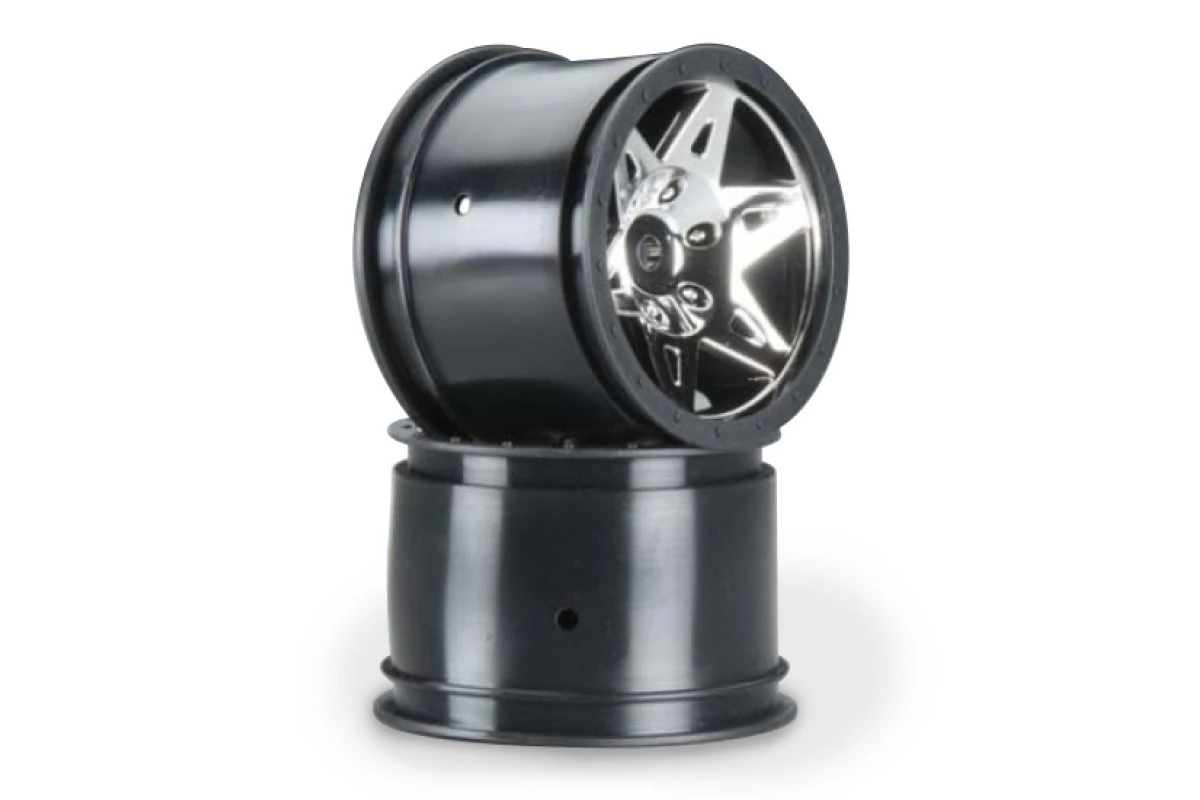 AR510002 | ARRMA 2.0/2.2" RAIDER Rear Chrome/Black Rims 2Pcs