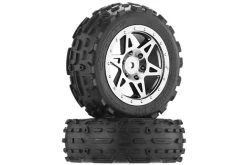 AR550005 | ARRMA 2.0/2.2" RAIDER Front DBoots SAND SCORPION DB Tyres On Black Chrome Rims - Glued Wheels 2Pcs