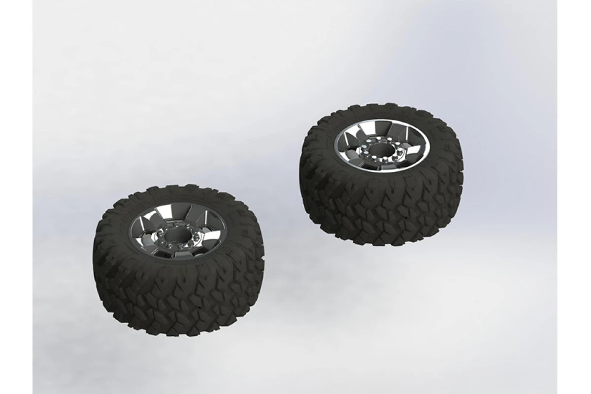 AR550035 | ARRMA 3.8" DBoots RAGNAROK Tyres On Black Chrome Rims - Glued Wheels 2Pcs