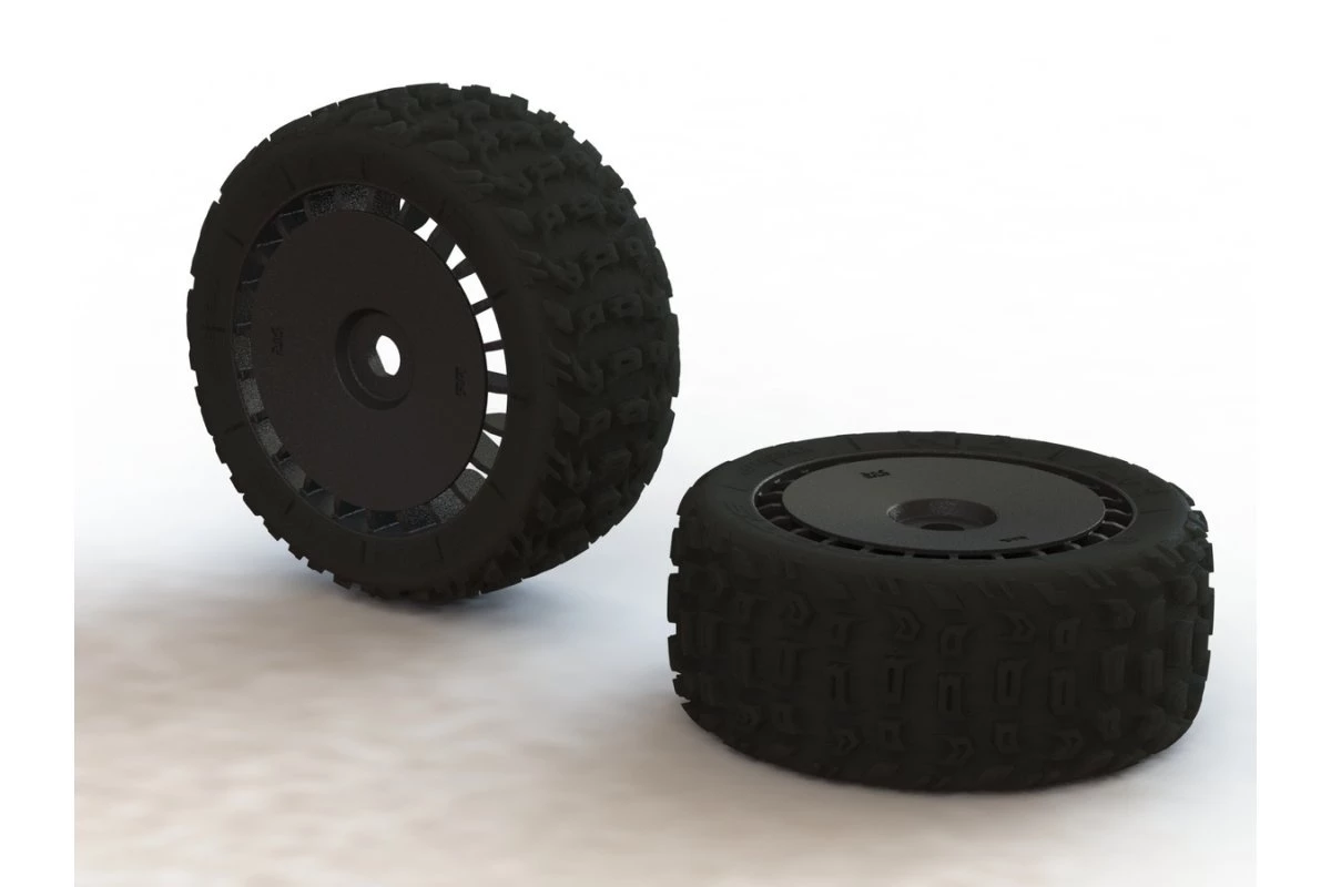 AR550048 | ARRMA 4.1" TALION DBoots Katar T Tyres On Black Rims - Glued Wheels 2Pcs