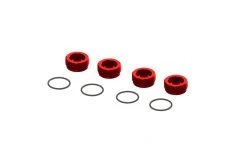 ARA320467 | ARRMA Red Aluminium Front Hub Nuts W/ O-Rings 4Pcs