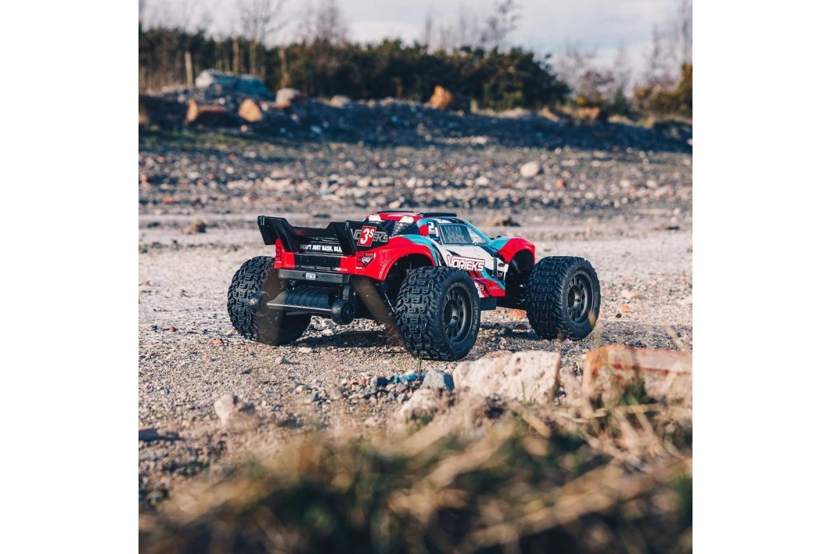 ARA4305V3T1 | ARRMA 1/10 VORTEKS 4x4 BLX 3S (V3) Brushless RC Stadium Truck - Red - Image 18