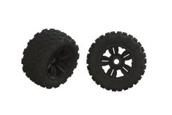 ARA550061 | ARRMA 4.9" DBoots Copperhead2 SB MT Tyres On Black Rims - Glued Wheels 2Pcs