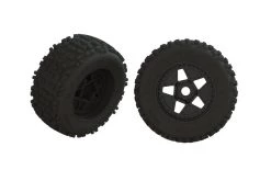 ARA550064 | ARRMA 4.9" Dboots Back-Flip Tyres On Black 5 Spoke Rims W/ Foam Inserts - Glued Wheels 2Pcs