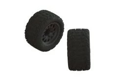 ARA550091 | ARRMA 2.8" DBoots Katar MT Tyres On Gunmetal Rims - Glued Wheels 2Pcs